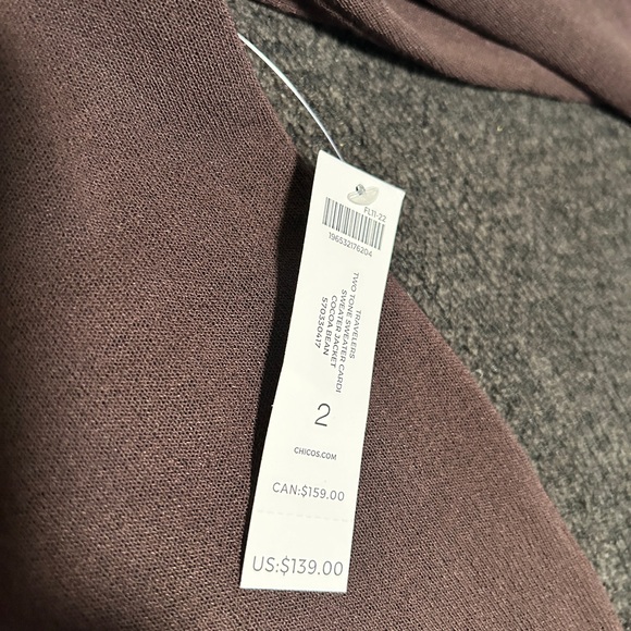 NWT Chico Chocolate brown sweater jacket. Chico size 2 - Picture 6 of 8